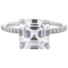 2 Carat GIA Asscher Cut Diamond Engagement Platinum 950 Ring