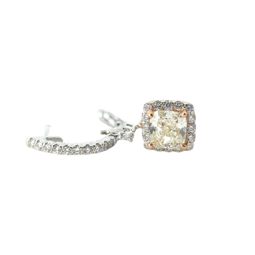Boucles d'oreilles pendantes en diamant de 2 carats certifié GIA et taillé en coussin en vente 5