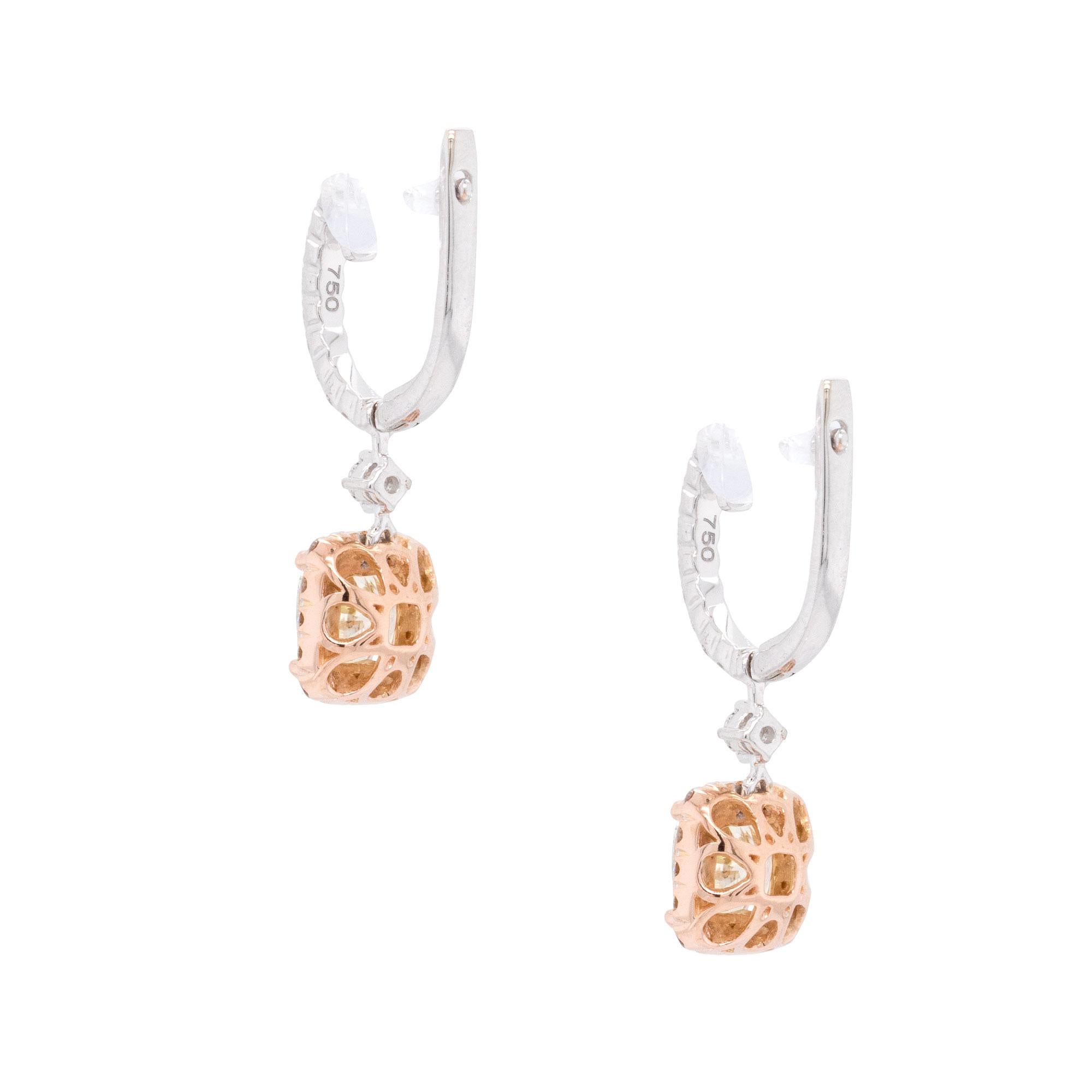 2 Carat GIA Certified Cushion Cut Diamond Dangle Earrings For Sale 1