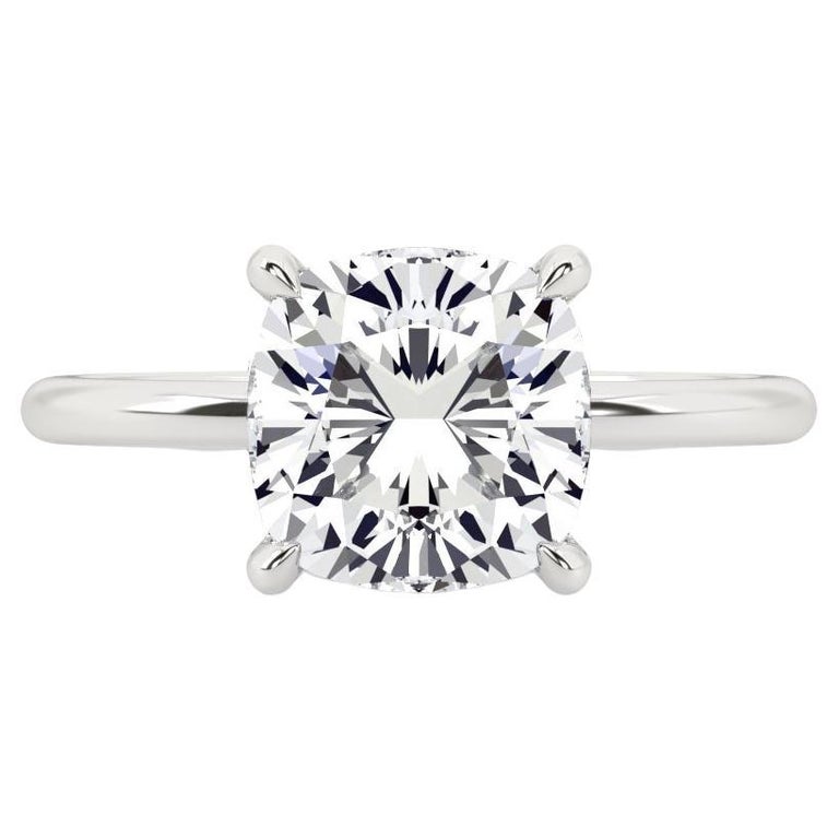 GIA Certified 2 Carat Cushion Cut Solitaire Diamond Engagement Ring in Platinum For Sale