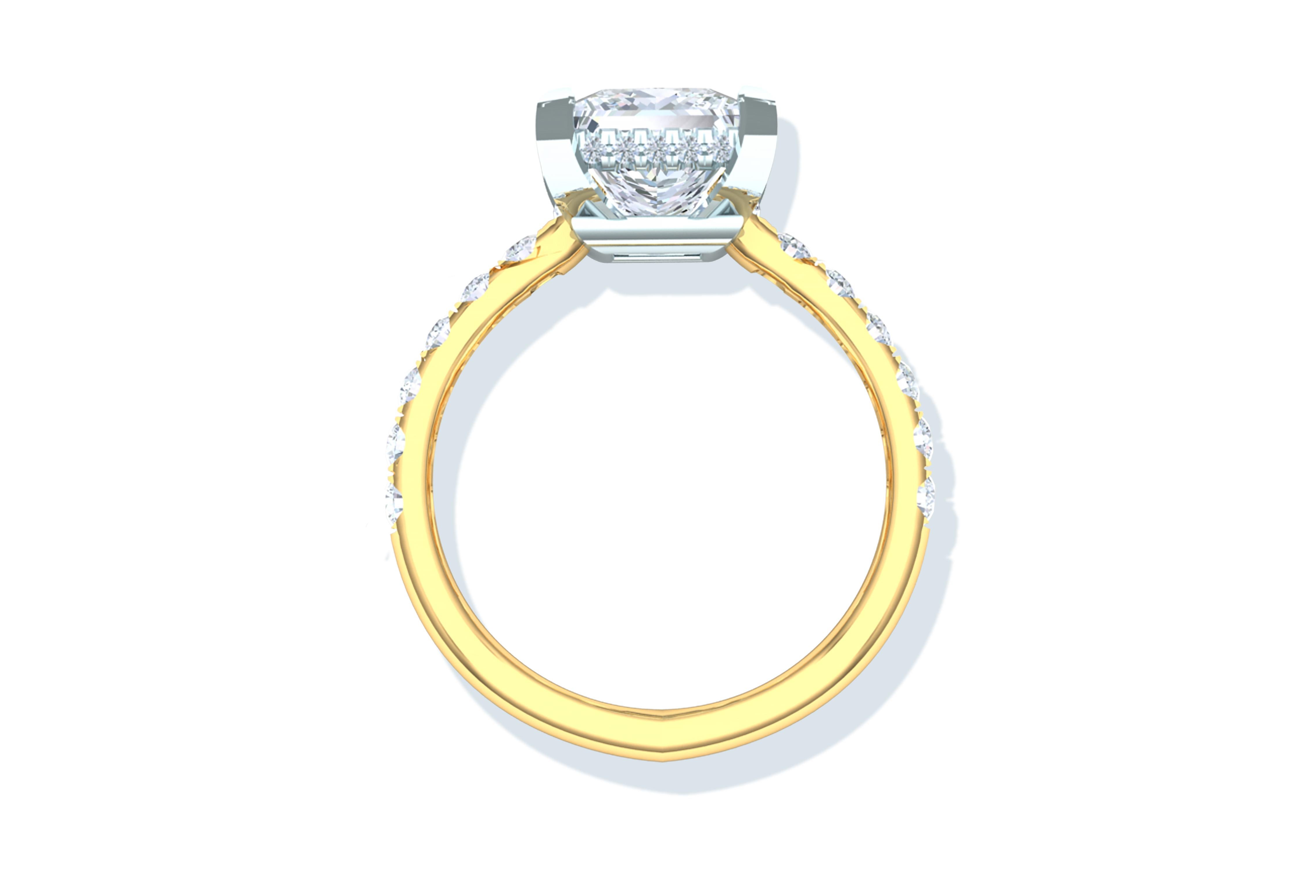 Modern 2 Carat GIA Certified D-SI1 Engagement Ring Platinum and 18 Karat Yellow Gold