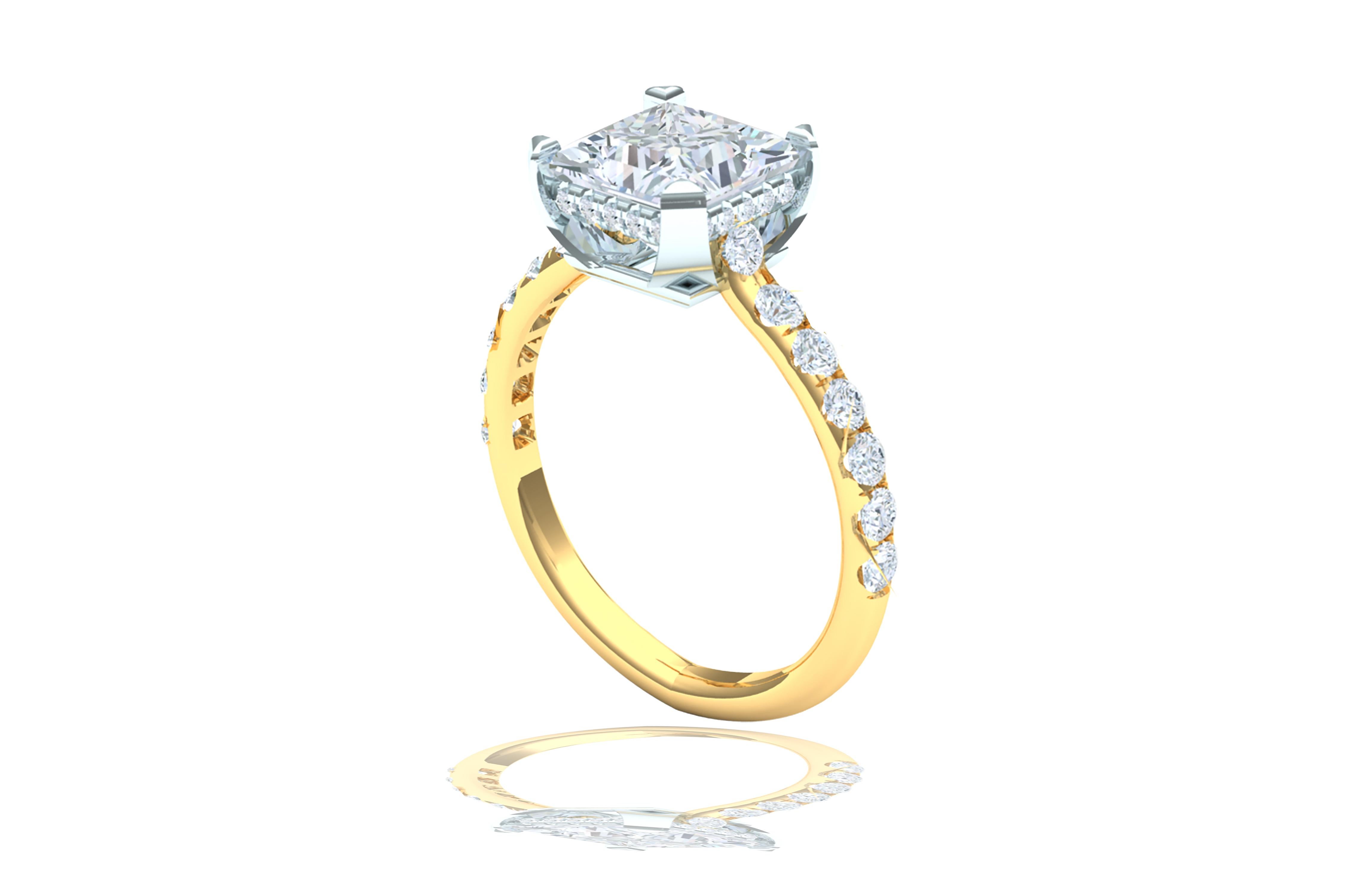 2 Carat GIA Certified D-SI1 Engagement Ring Platinum and 18 Karat Yellow Gold In Excellent Condition In Aliso Viejo, CA