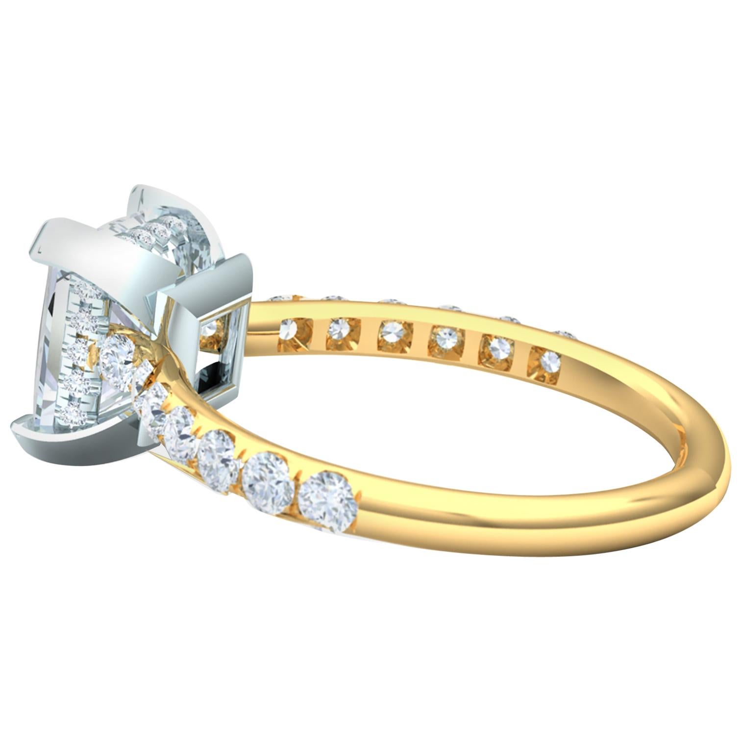 2 Carat GIA Certified D-SI1 Engagement Ring Platinum and 18 Karat Yellow Gold