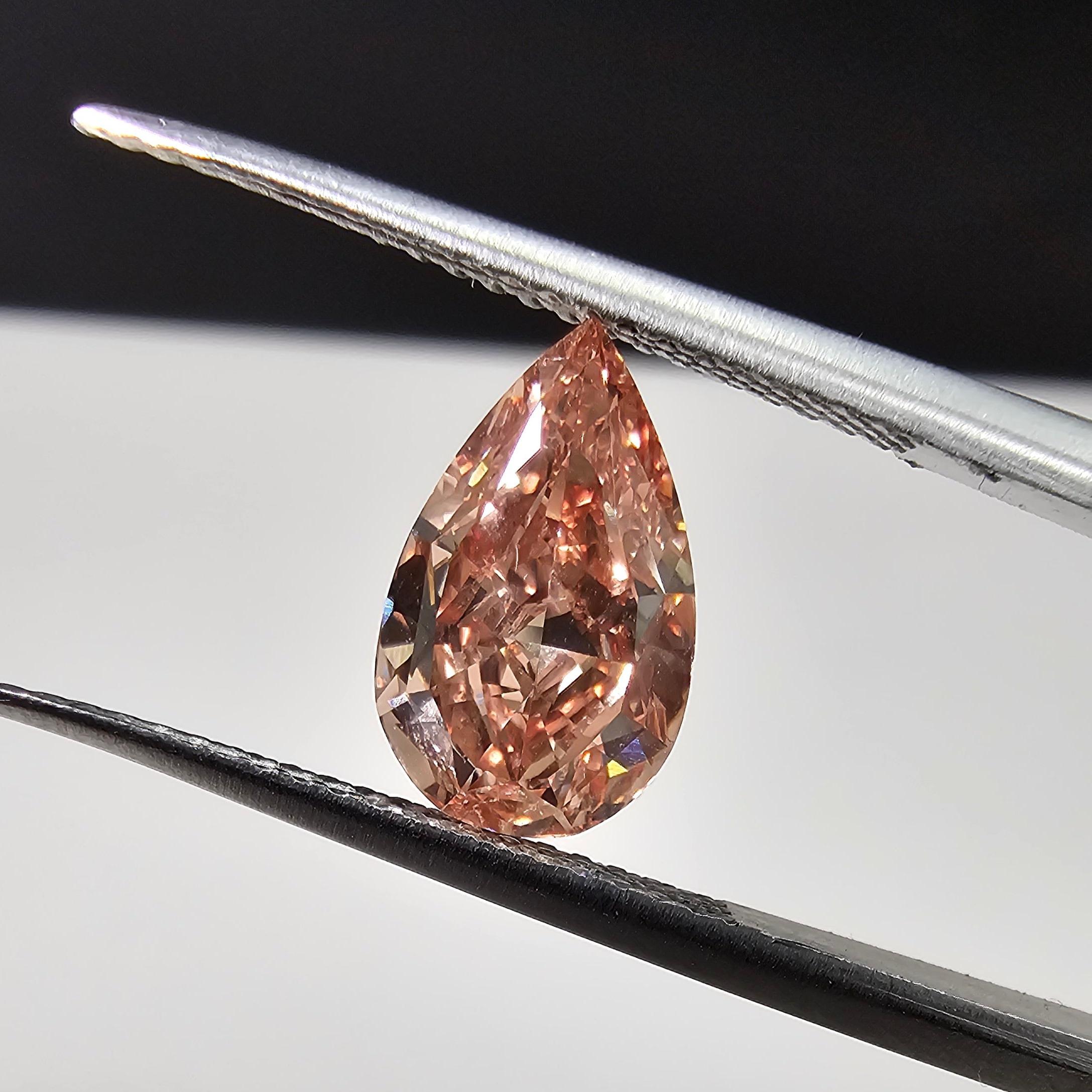 Pear Cut 2 Carat GIA Certified Fancy Deep Brown-Pink VS2 Pear Shape Diamond  For Sale