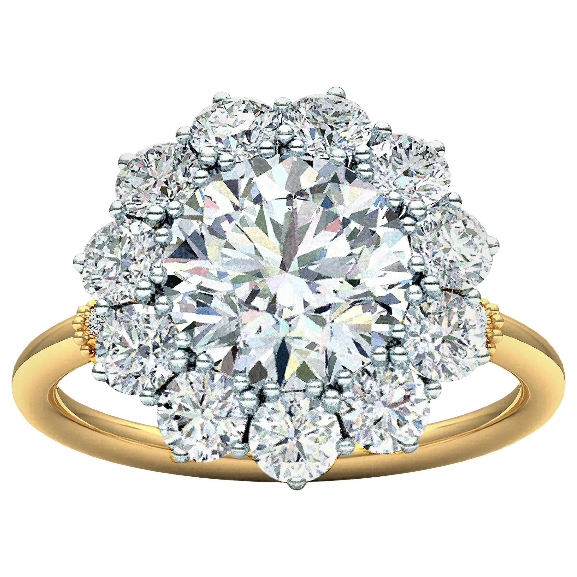 2 Carat GIA Certified k-vs2 Diamond Ring Platinum and 18 Karat Yellow Gold