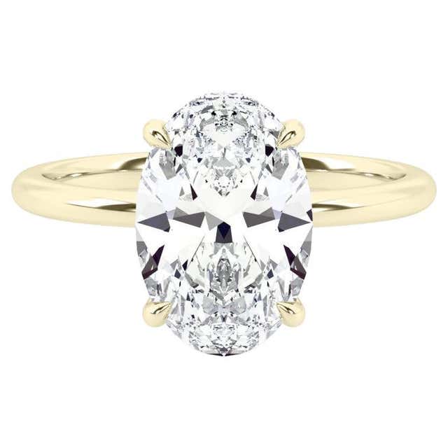 3.37 Carat Diamond Gold Solitaire Engagement Ring at 1stDibs
