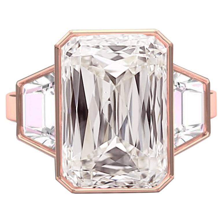 2 Carat GIA K-SI1 Radiant Cut Criss Cut Morganite Rose Gold Diamond Ring For Sale