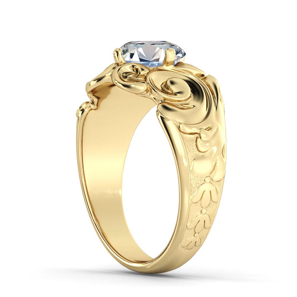Art Deco 2 Carat GIA Round Diamond Engagement Ring, Delicate Floral Style Diamond Ring