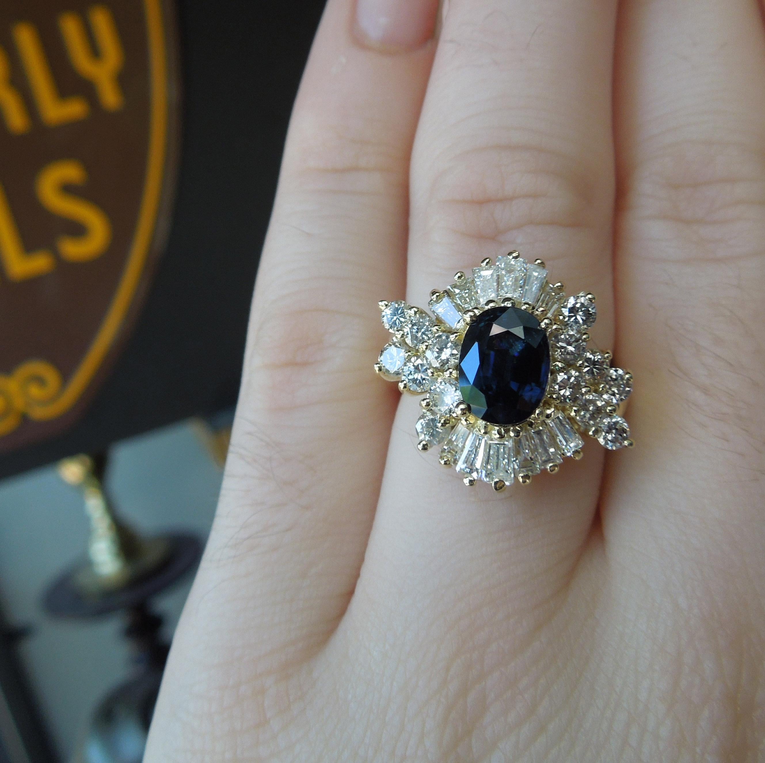 2 Carat GIA Sapphire Gold Cocktail Ring In Excellent Condition For Sale In METAIRIE, LA