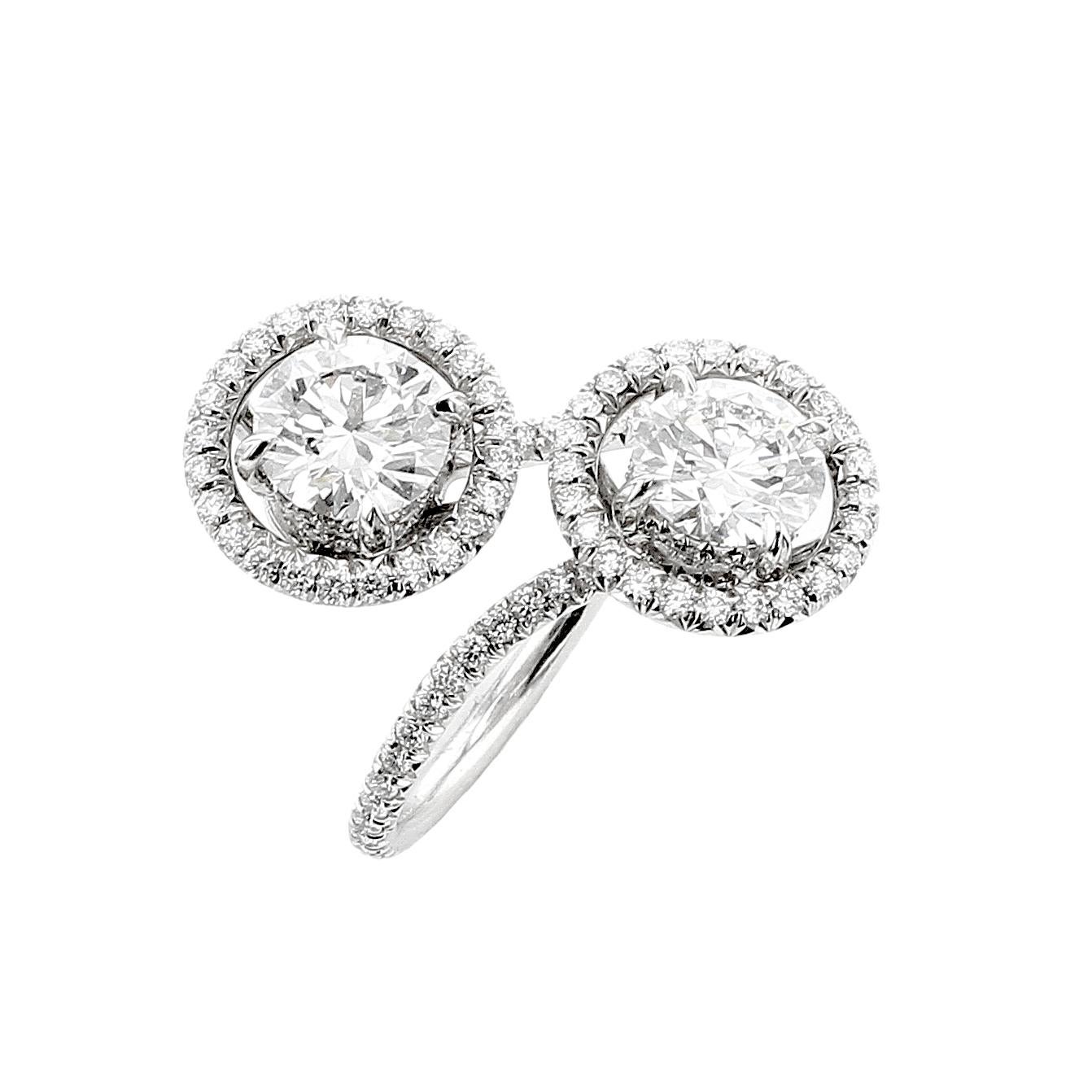 Round Cut 2 Carat GIA Type2A D Flawless Diamond Platinum Engagement Ring Bridal Suite