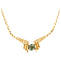 2 Carat Green Sapphire Wonder Woman 14K Gold Snake Chain Necklace