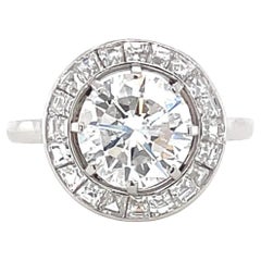 2 Carat Halo Solitaire Diamond Engagement Rings Bridal Diamond White Gold Ring