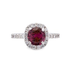 2 Carat Halo Victorian Ruby Diamond Engagement Ring Art Deco Diamond Bridal Ring