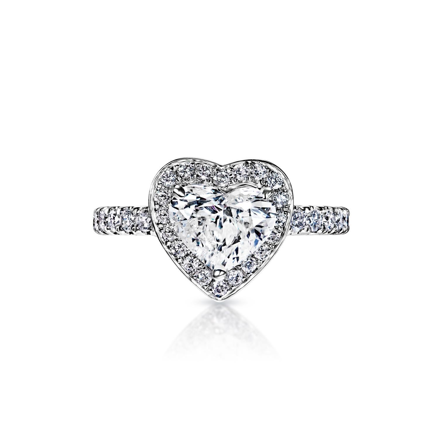 Kayla 2 Carat H SI3 Heart Shape Diamond Engagement Ring in 18k White Gold By Mike Nekta



Center Diamond:

Carat Weight: 1.18 Carats
Color : H
Clarity: SI3
Style: Heart Shape

Ring:
Settings: Halo, Sidestone, 3 Round Prong
Metal: 18 Karat White