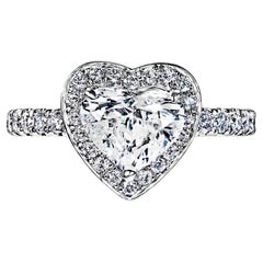 Bague de fiançailles avec diamant en forme de cœur de 2 carats certifié H SI3