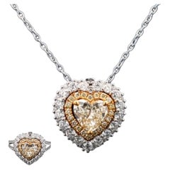 2 Carat Heart Shape Diamond Pendant Necklace Certified W