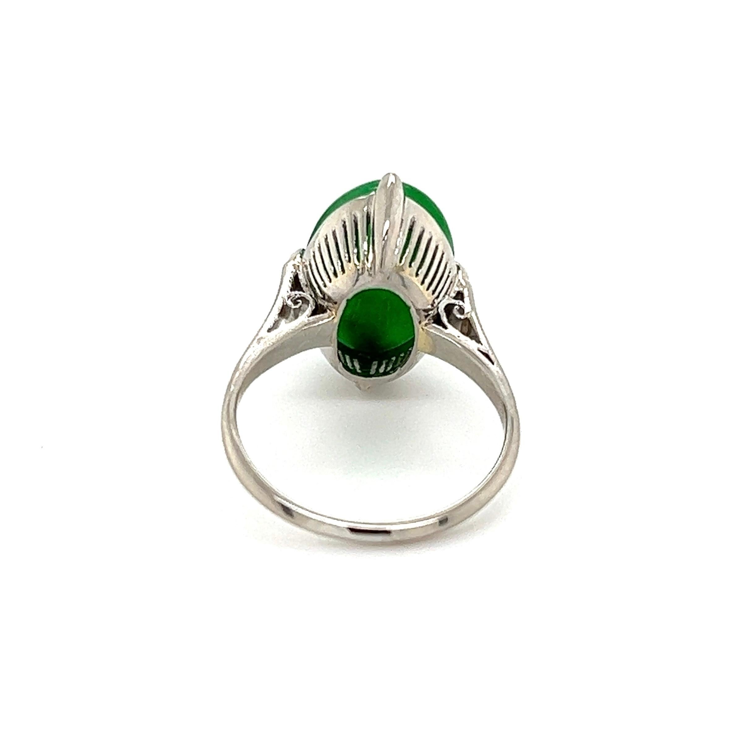Women's 2 Carat Jade Jadeite Solitaire Platinum Cocktail Ring For Sale