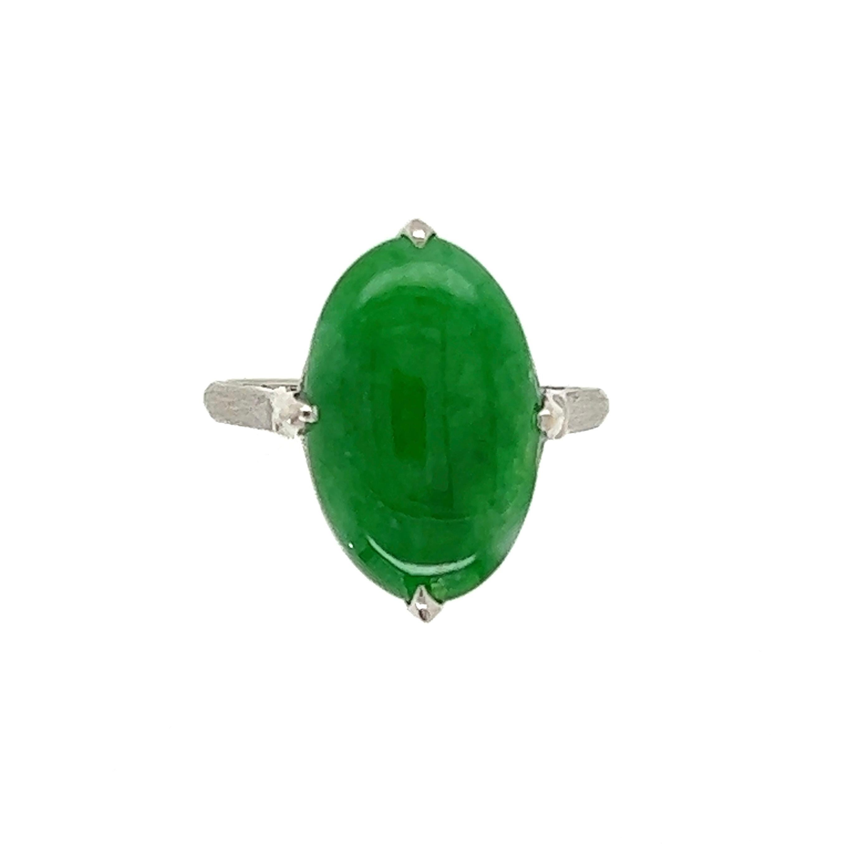 2 Carat Jade Jadeite Solitaire Platinum Cocktail Ring For Sale 1