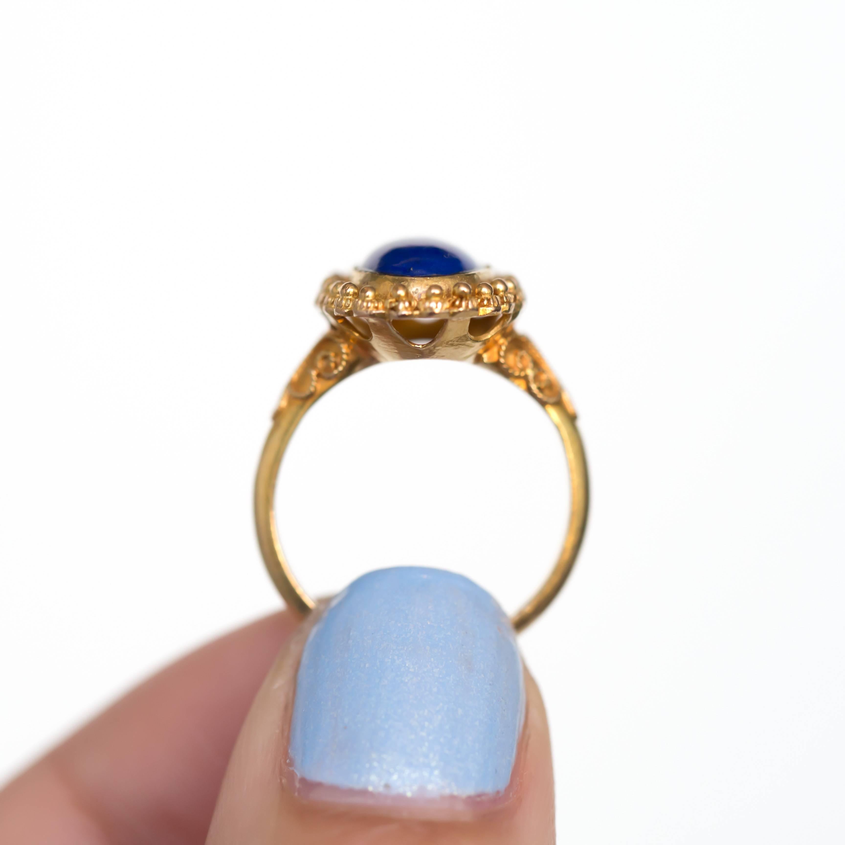 Women's or Men's 2 Carat Lapis Yellow Gold Engagement Ring