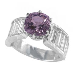 2 Carat Diamond Baguette Cocktail Band with Mauve Spinel in 18 Karat Gold