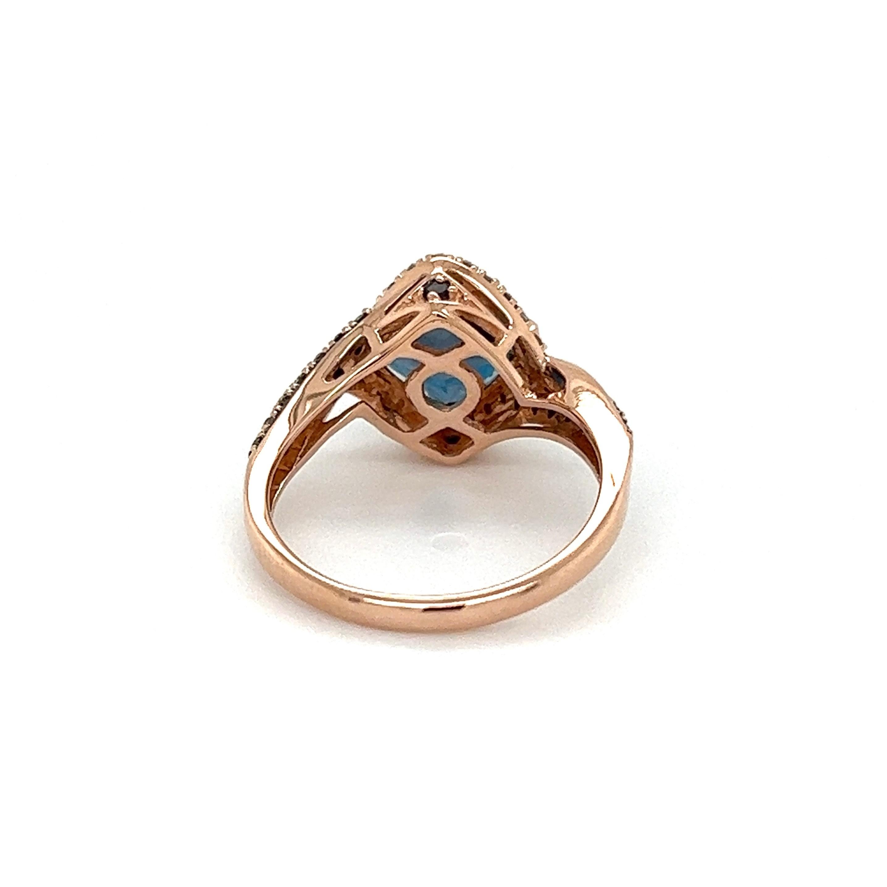 Mixed Cut 2 Carat London Blue Topaz and Diamond Gold Ring For Sale