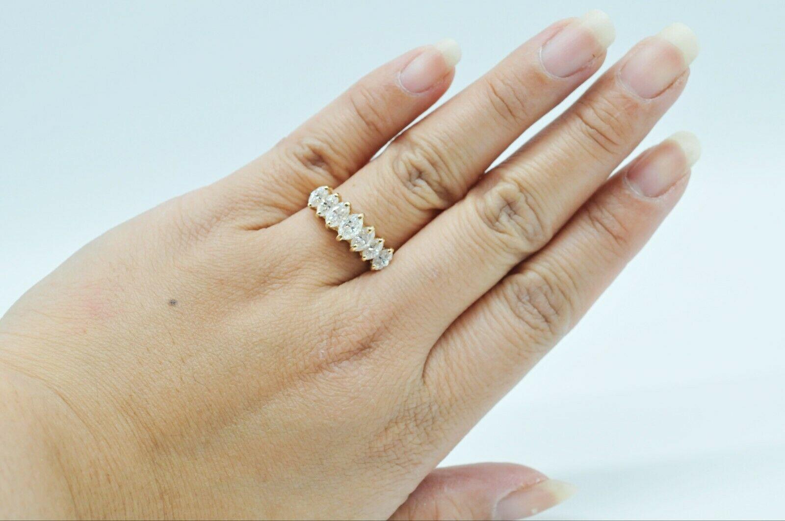 Diamants taille marquise de 2 carats sertis dans une monture en or jaune 14k Unisexe en vente