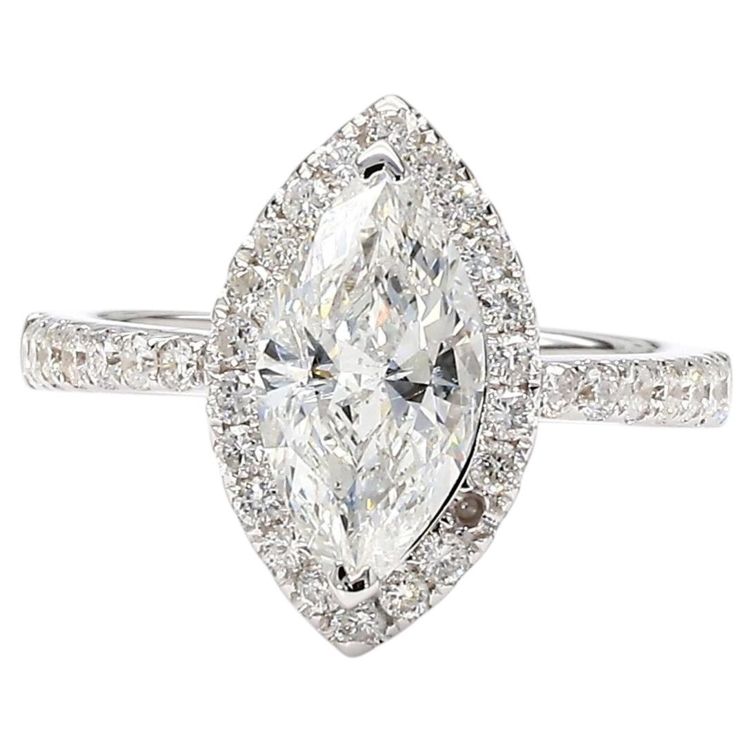 2 Carat Marquise Diamond H Color SI1 Pave Halo 14K White Gold Engagement Ring