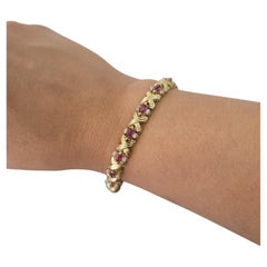 One of a Kind Vintage Style Ruby Bracelet with Diamond Accent