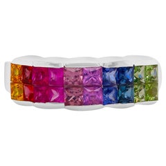 2 Carat Multi-Color Sapphire Rainbow Band Ring