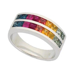 2 Carat Multi-Color Sapphire Rainbow Band Ring
