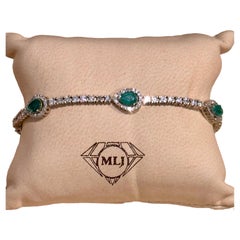 2 Karat natürlicher brasilianischer Smaragd & Diamant-Tennisarmband aus 14 Karat Weißgold