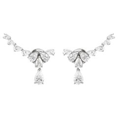 2 Carat Natural Diamond Ear Climber Earrings 14k White Gold Wedding Jewelry