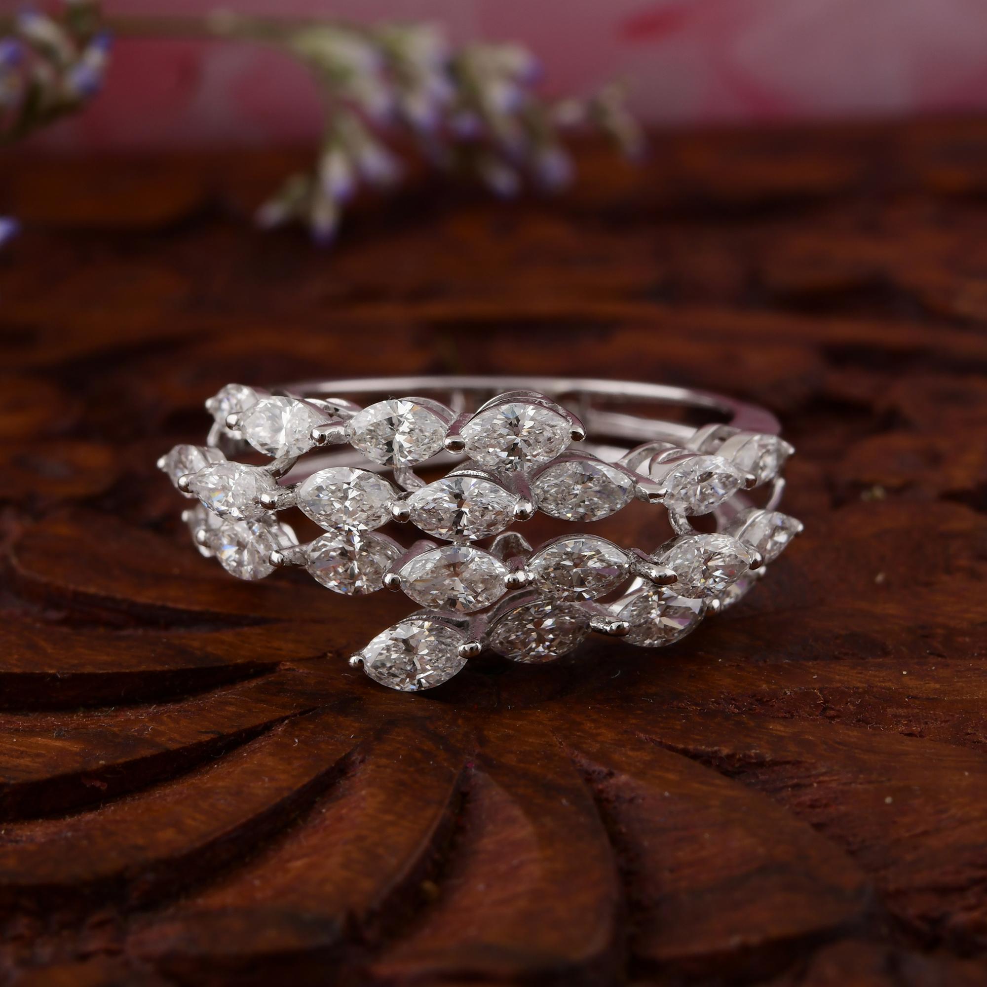 Im Angebot: 2 Karat Naturdiamant SI/H Ehering Geschenk 14k Weißgold Alle Zölle gezahlt () 5