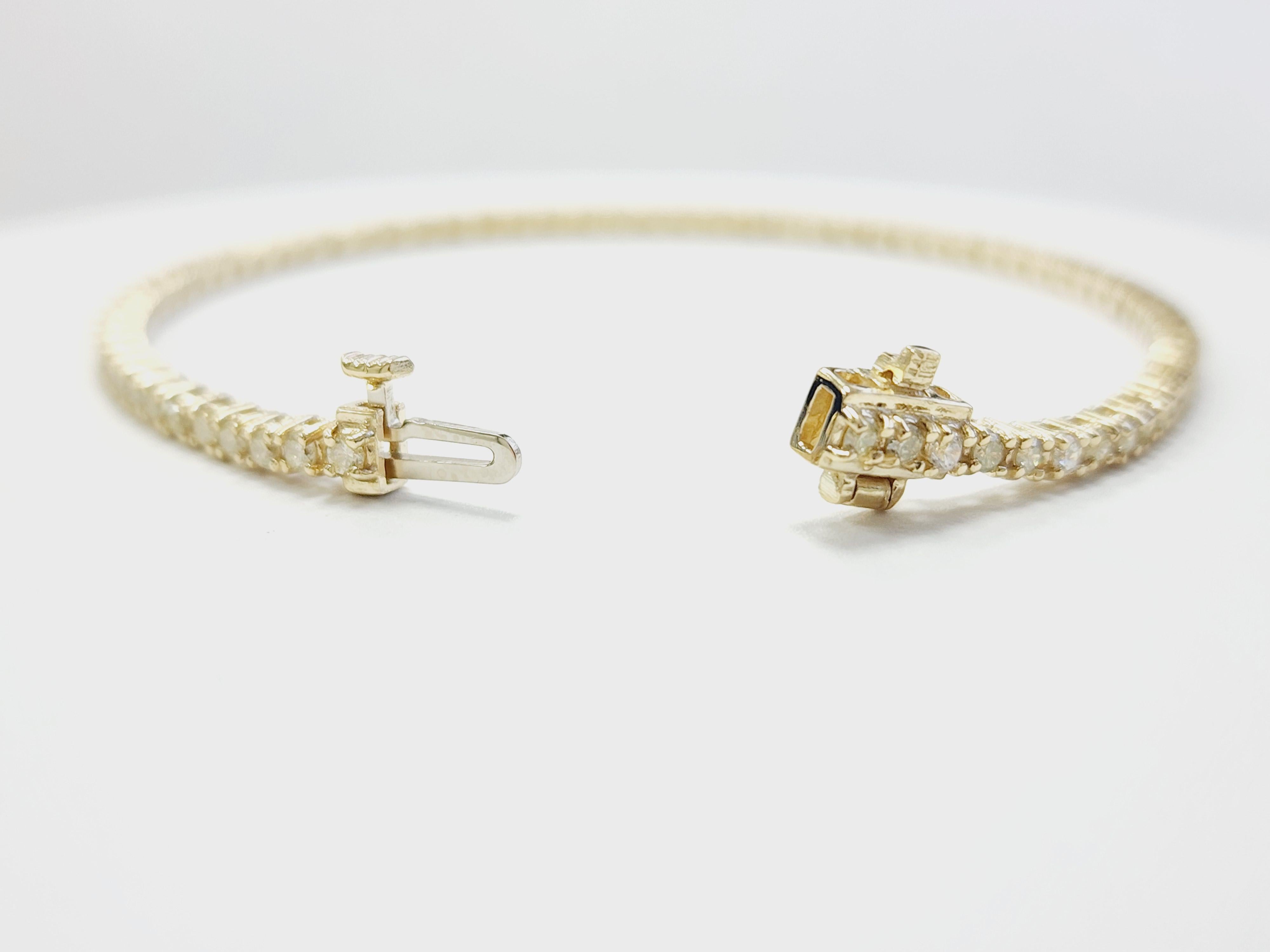 1.88 Carat Natural Diamond Tennis Bracelet 14 Karat Yellow Gold 2