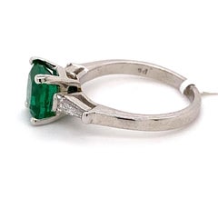 2 Carat Natural Emerald Ring White Gold, Emerald Engagement Ring