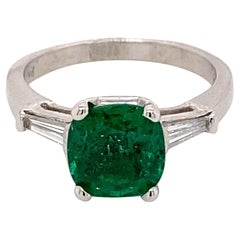2 Carat Natural Emerald Ring White Gold, Emerald Engagement Ring