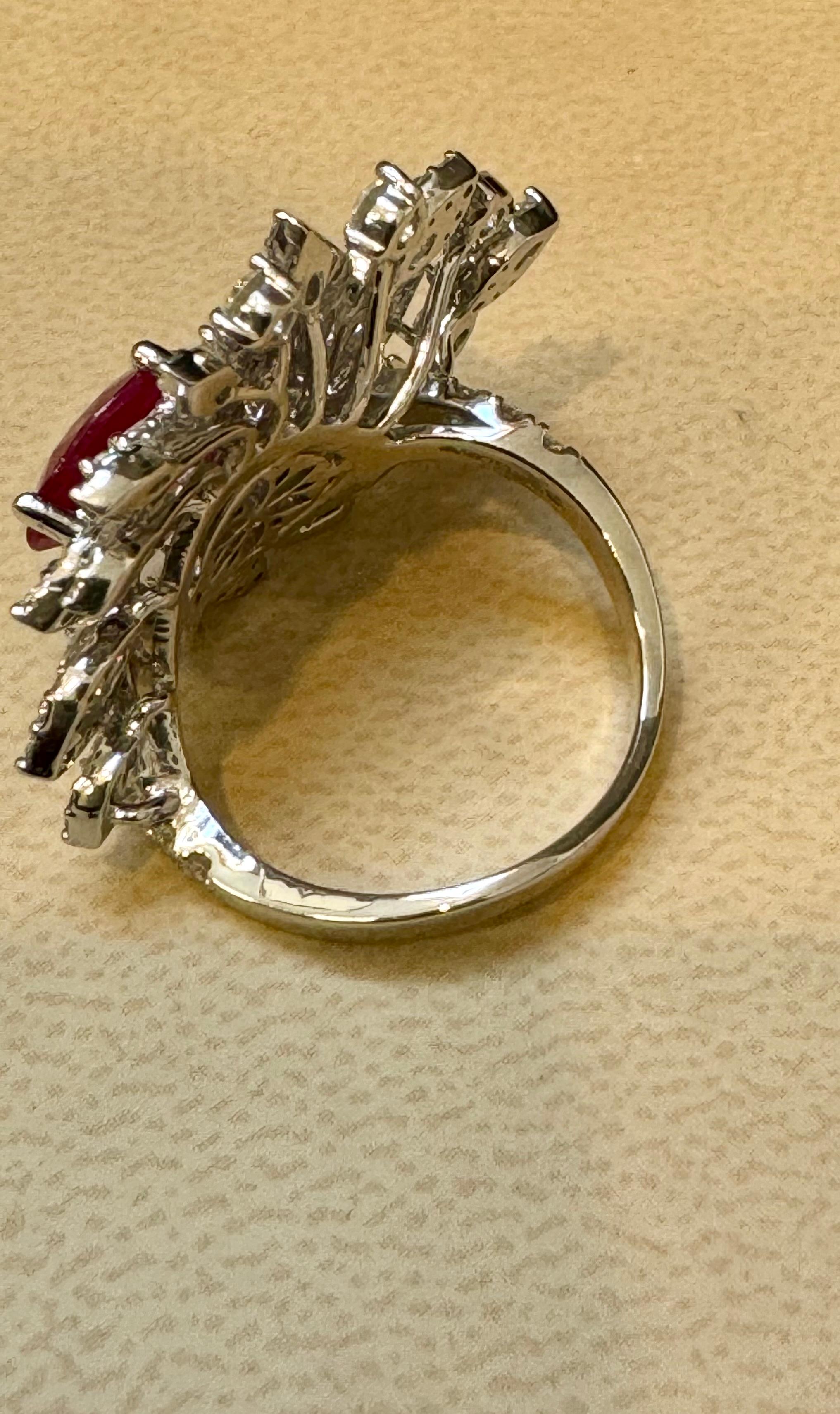 2 Karat natürlicher ovaler  Ring aus 18 Karat Weißgold mit Rubin und 2,5 Karat Diamant S 5,75 im Zustand „Hervorragend“ im Angebot in New York, NY