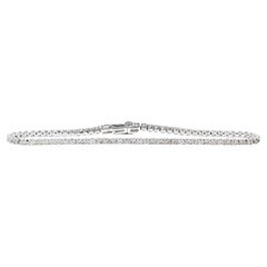 Bracelet tennis à 4 griffes en or blanc 14 carats avec diamants ronds naturels de 2 carats