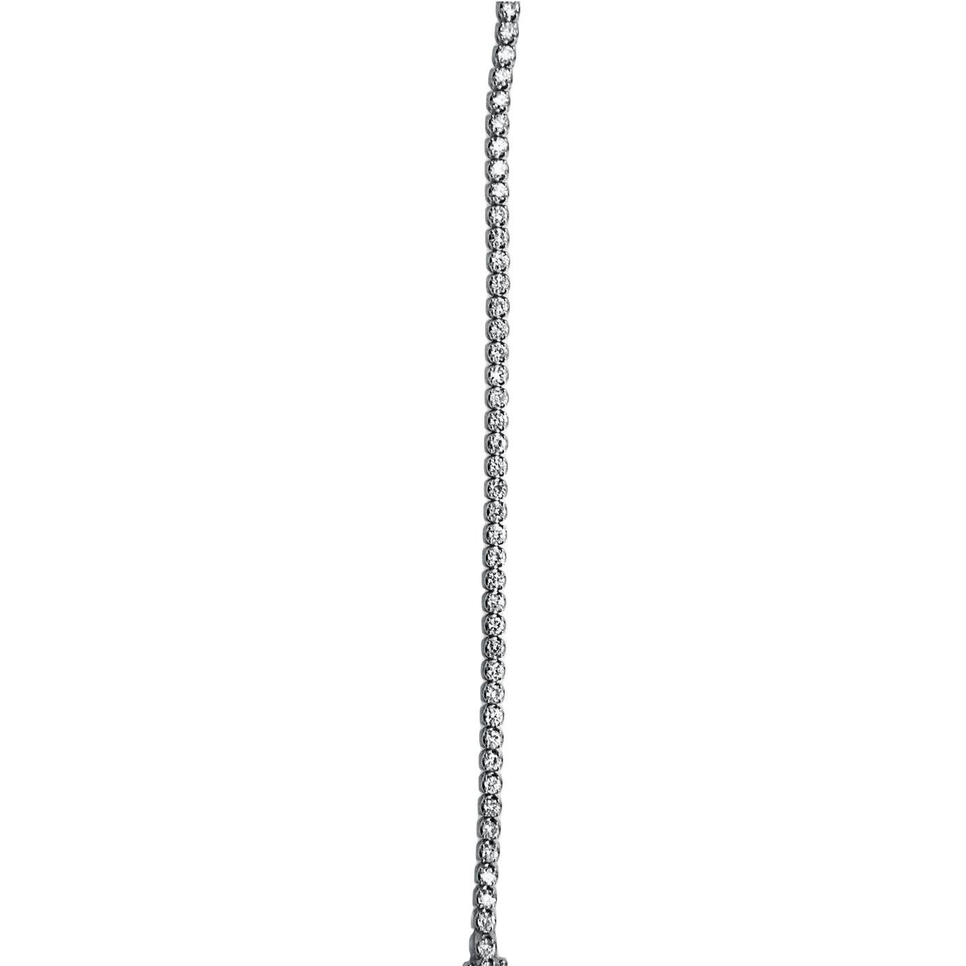 Round Cut 2 Carat Natural Round Diamond Cluster Tennis Bracelet 14K White Gold For Sale