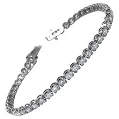 Bracelet tennis en or blanc 14 carats avec diamants ronds naturels de 2 carats