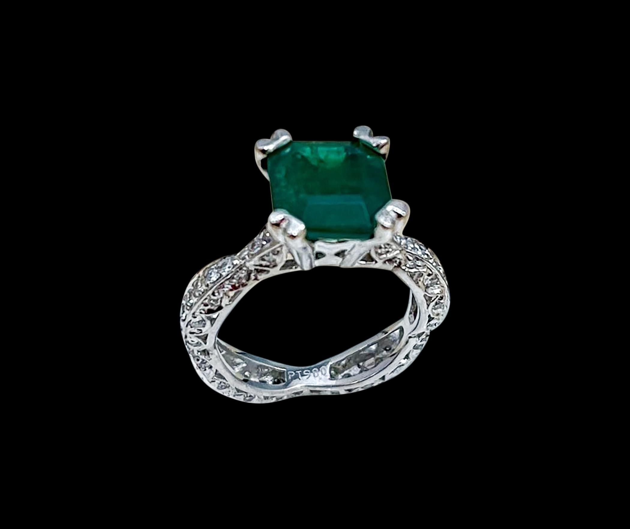 2 Carat Natural Square  Emerald & 0.65 Ct  Diamond Ring In Platinum size 3.75
i am selling this ring at a very reasonable price.
Approximately  2  Carat Natural Cushion / Square Emerald & Diamond Ring  in Platinum
Intense green color, Beautiful