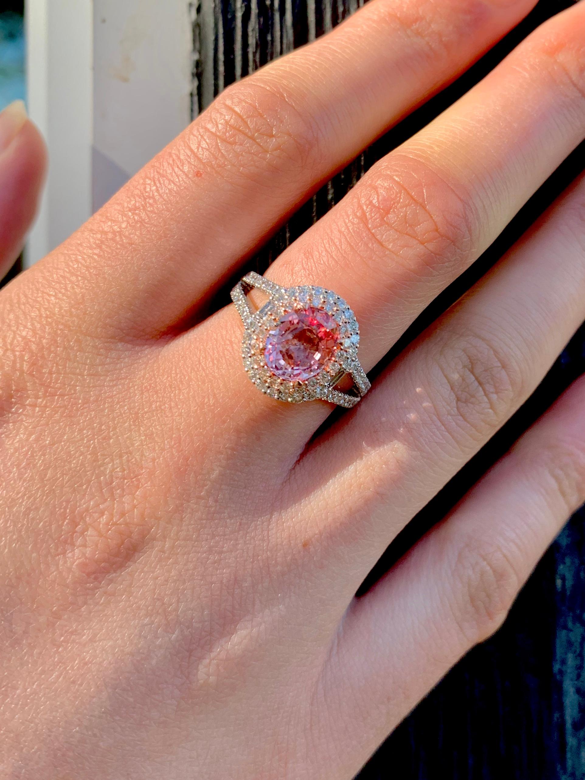 2 Karat Unerhitzter Padparadscha Saphir Diamantring 3