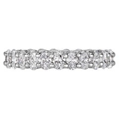 2 Carat Oval Band Brilliant White 18K White Gold Quiet Power Heirloom
