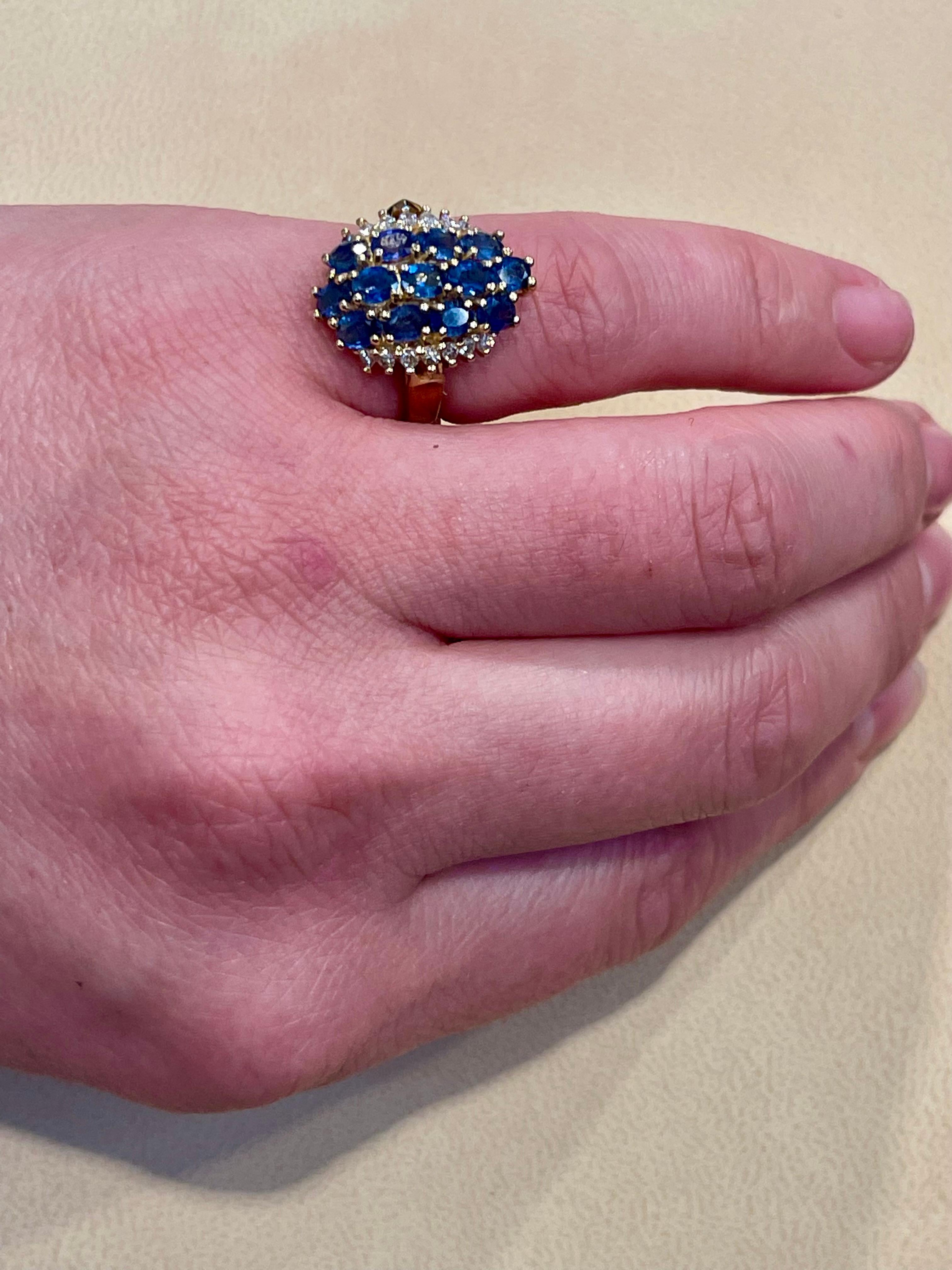 2 Carat Oval Blue Sapphire and Diamond Cocktail Ring in 14 Karat Gold Estate For Sale 5
