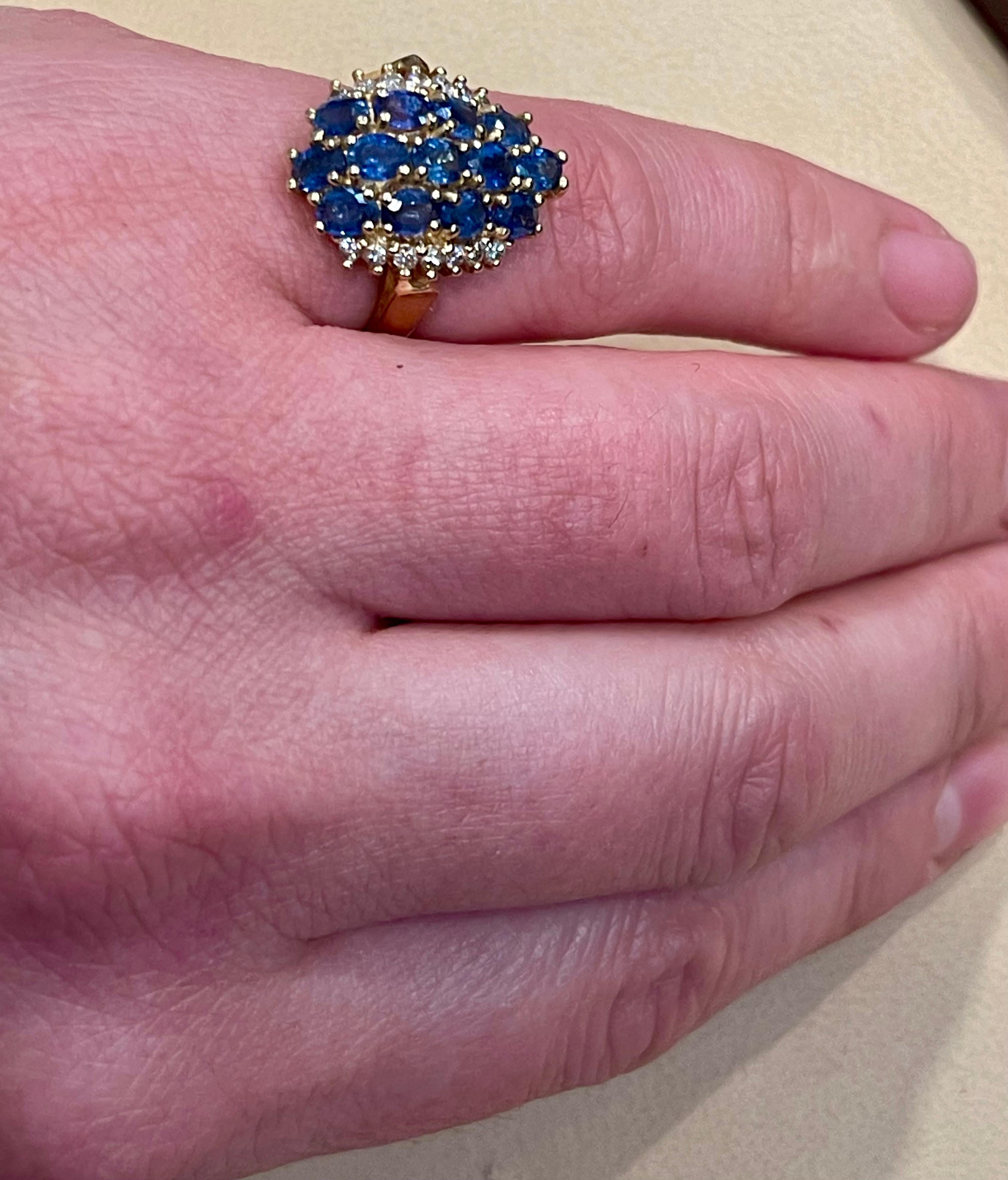 2 Carat Oval Blue Sapphire and Diamond Cocktail Ring in 14 Karat Gold Estate For Sale 11