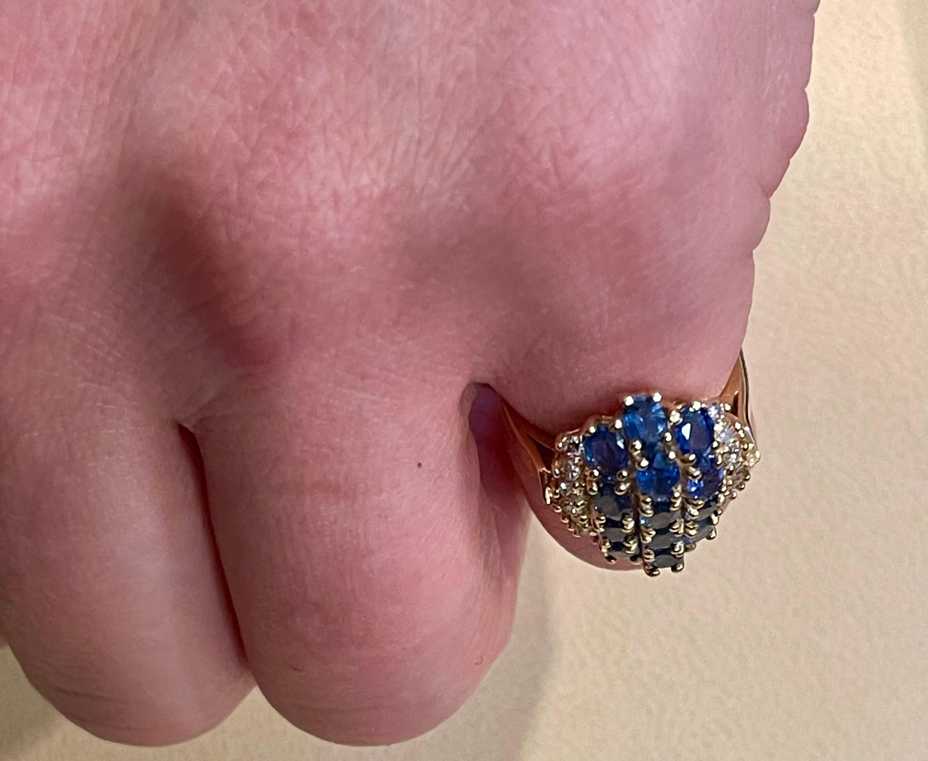 2 Carat Oval Blue Sapphire and Diamond Cocktail Ring in 14 Karat Gold Estate For Sale 14
