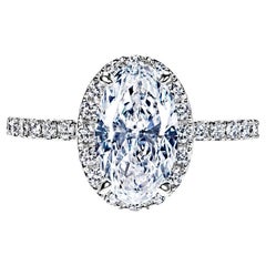 2 Carat Oval Cut Diamond Engagement Ring GIA Certified D VVS2