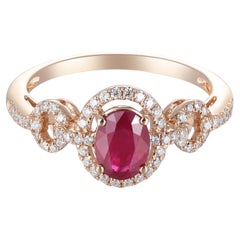 2 Carat Oval Cut Ruby Bridal Engagement Ring for Her Vintage Ruby Diamond Ring