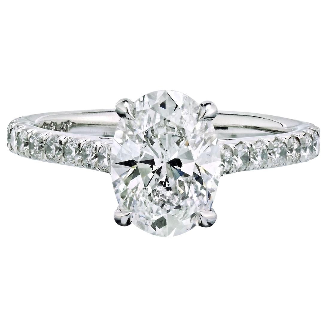 2 Carat Oval Diamond D/SI1 GIA Pavé Engagement Ring