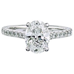 2 Carat Oval Diamond D/SI1 GIA Pavé Engagement Ring